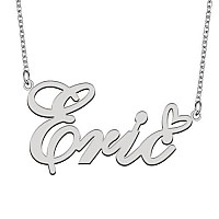 Aoloshow Stainless Steel Silver Name Necklace Eric Heart Charm Necklace Best Friends Jewelry Gifts