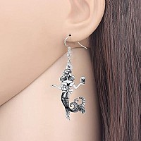 Duowei Halloween Mermaid Skull Cat Earrings Acrylic Weird Dangle Jewelry For Women Gift White