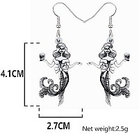 Duowei Halloween Mermaid Skull Cat Earrings Acrylic Weird Dangle Jewelry For Women Gift White