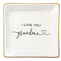 Joycuff Grandma Birthday Gifts For Women Ceramic Trinket Dish Tray Jewelry Ring Earring Organizers Unique Grandmother Gifts For