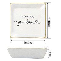 Joycuff Grandma Birthday Gifts For Women Ceramic Trinket Dish Tray Jewelry Ring Earring Organizers Unique Grandmother Gifts For