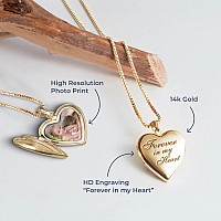 Picturesongoldcom Forever In My Heart Locket Necklace Custom Necklaces For Women Personalized Engraved Picture Locket Neckl