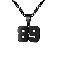 Number Necklace For Boy Black Athletes Number Stainless Steel Chain 0099 Number Charm Pendant Personalized Sports Jewelry For M