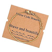 Joycuff Morse Code Bracelets For Women Brave And Beautiful Inspirational Birthday Mothers Day Christmas Gifts For Best Friend M