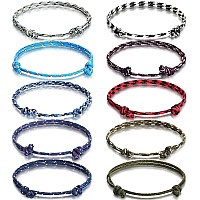 20 Pieces Nautical Braided Rope Bracelet Handmade Navy Rope Cord Bracelet Adjustable String Wave Bracelets For Men Boys Teens