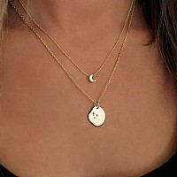 Tasiso Dainty Moon Pendant Necklace For Women 14K Gold Crescent Moon Long Necklace Delicate Bohemian Charm Necklace Minimalist J