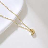 Tasiso Dainty Moon Pendant Necklace For Women 14K Gold Crescent Moon Long Necklace Delicate Bohemian Charm Necklace Minimalist J