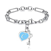 Charm Bracelets 14 16 18 Christmas Gifts 2024 Stocking Stuffers Initial Charm Silver Handmade Chain Dainty Bracelet Gifts Ideas