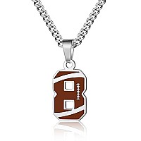 Zray Football Number Necklace For Boys Athletes Jersey Number Necklace Silver Stainless Steel Chain 222Inch Football Charm Pend