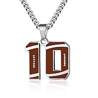 Zray Football Number Necklace For Boys Athletes Jersey Number Necklace Silver Stainless Steel Chain 222Inch Football Charm Pend