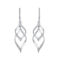 Silver Dangle Earrings For Women Long Dangling Earrings For Women Silver Two Layers Dangle Earrings