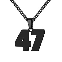 Number Necklace For Boy Athletes Black Number Chain Stainless Steel Charm Pendant Personalized Sports Jewelry For Men Basketball