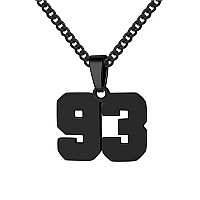 Number Necklace For Boy Athletes Black Number Chain Stainless Steel Charm Pendant Personalized Sports Jewelry For Men Basketball