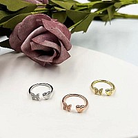 Inenimartj Initial Rings For Women Girls Stackable Butterfly Initial Letter Rings Adjustable Crystal Inlaid Q Capital Alphabet R