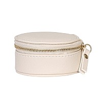 Mele Co Classic Beige Ecru 35 X 35 Vegan Leather Stow And Go Mini Travel Jewelry Box