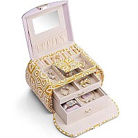 Vlando Princess Style Jewelry Box For Girls Jewelry Organizer With Handle Jewelry Holder Organizer For Earrings Necklace Rings C