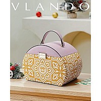 Vlando Princess Style Jewelry Box For Girls Jewelry Organizer With Handle Jewelry Holder Organizer For Earrings Necklace Rings C