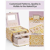 Vlando Princess Style Jewelry Box For Girls Jewelry Organizer With Handle Jewelry Holder Organizer For Earrings Necklace Rings C