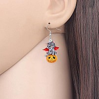 Duowei Halloween Black Mermaid Bones Skull Cat Earrings Acrylic Weird Cats Dangle Drop Jewelry For Women Gifts Devil Cat