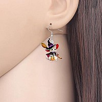 Duowei Halloween Black Mermaid Bones Skull Cat Earrings Acrylic Weird Cats Dangle Drop Jewelry For Women Gifts Cat K