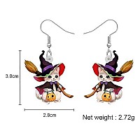 Duowei Halloween Black Mermaid Bones Skull Cat Earrings Acrylic Weird Cats Dangle Drop Jewelry For Women Gifts Cat K