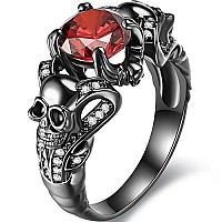 Gothic Jewelry Skull Rings Halloween Punk Engagement Black Rings For Women Vampire Accessories Christmas Gifts Red White Round