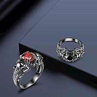 Gothic Jewelry Skull Rings Halloween Punk Engagement Black Rings For Women Vampire Accessories Christmas Gifts Red White Round