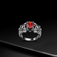 Gothic Jewelry Skull Rings Halloween Punk Engagement Black Rings For Women Vampire Accessories Christmas Gifts Red White Round