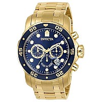 Invicta Mens 0073 Pro Diver Collection Chronograph 18K Goldplated Watch