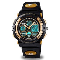 Cofuo Kids Waterproof Watch Boys Girls With Alarm Digital Sports Watch For Kids Birthday Gifts Age 516 Children Outdoor Gold E