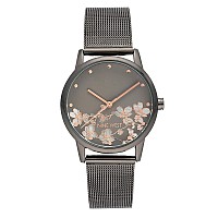 Nine West Womens Gunmetal And Silvertone Mesh Bracelet Watch Nw2429Flgy