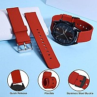 Wocci 21Mm Silicone Watch Band Quick Release Rubber Replacement Strap With Black Stainless Steel Buckle Christmas Red