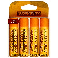 Beeswax Lip Balm Pack By Burts Bees For Unisex 4 X 015 Oz Lip Balm