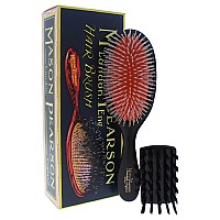 Handy Nylon Brush N3 Dark Ruby By Mason Pearson For Unisex 2 Pc Hair Brush And Cleaning Brush