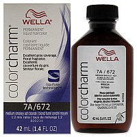 Color Charm Permanent Liquid Hair Color 672 7A Med Smoky Ash Blonde By Wella For Unisex 142 Oz Hair Color