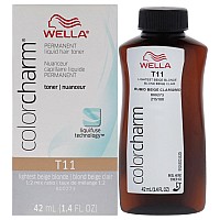 Color Charm Permanent Liquid Toner T11 Lightest Beige Blonde By Wella For Unisex 14 Oz Toner