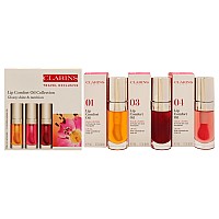 Lip Comfort Oil Collection By Clarins For Women 3 X 02 Oz Lip Oil 01 Honey Lip Oil 03 Cherry Lip Oil 04 Pitaya