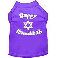 Happy Hanukkah Screen Print Shirt Purple XL