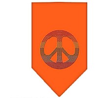 Rainbow Peace Sign Rhinestone Bandana Orange Large