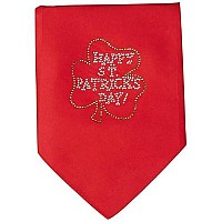 Happy St Patrick's Day Rhinestone Bandana Red Large