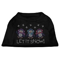 Let It Snow Penguins Rhinestone Shirt Black M