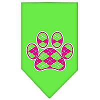 Argyle Paw Pink Screen Print Bandana Light Pink Large