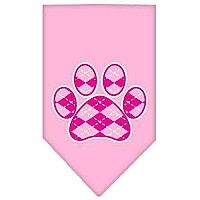 Argyle Paw Pink Screen Print Bandana Light Pink Large