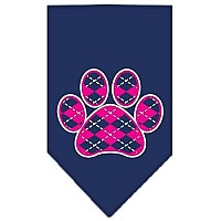 Argyle Paw Pink Screen Print Bandana Light Pink Large