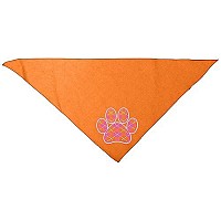 Argyle Paw Pink Screen Print Bandana Orange Large