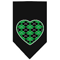 Argyle Heart Green Screen Print Bandana Black Small