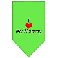 I Heart My Mommy Screen Print Bandana Lime Green Large