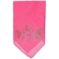 Christmas Bows Rhinestone Bandana Bright Pink Small