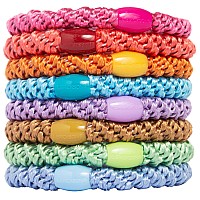 L Erickson Grab Go Pony Spring 8 Pack Ponytail Holder Hair Ties Mixed Colors