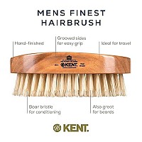 Kent Mc4 Finest Mens Grooming Brush Natural Boar Bristle Facial Brush For Beard Hair And Scalp Care With Exfoliating Royalt